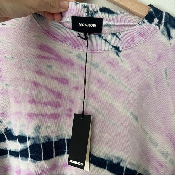 Monrow Bamboo Burst Tie-Dye Sweatshirt Pink NEW Size Small - Picture 4 of 8